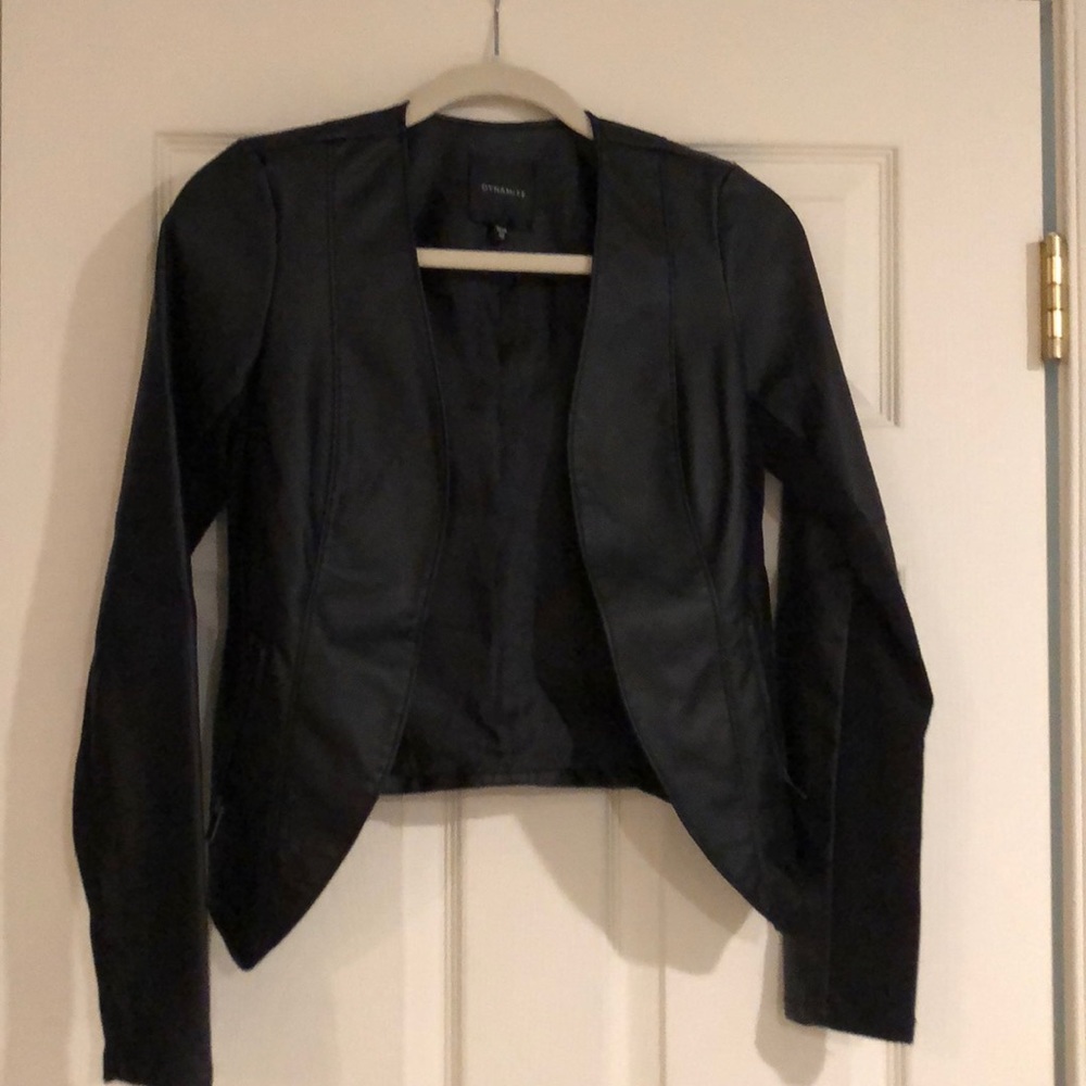 Faux leather cropped jacket